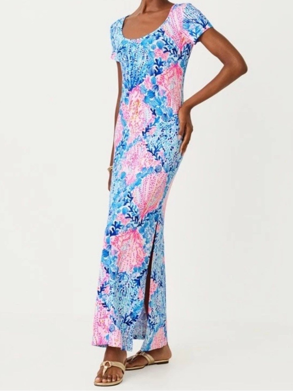 Lilly Pulitzer "Sway With Me" Seashell Print Wynne Maxi Dress - Plus Size XXL